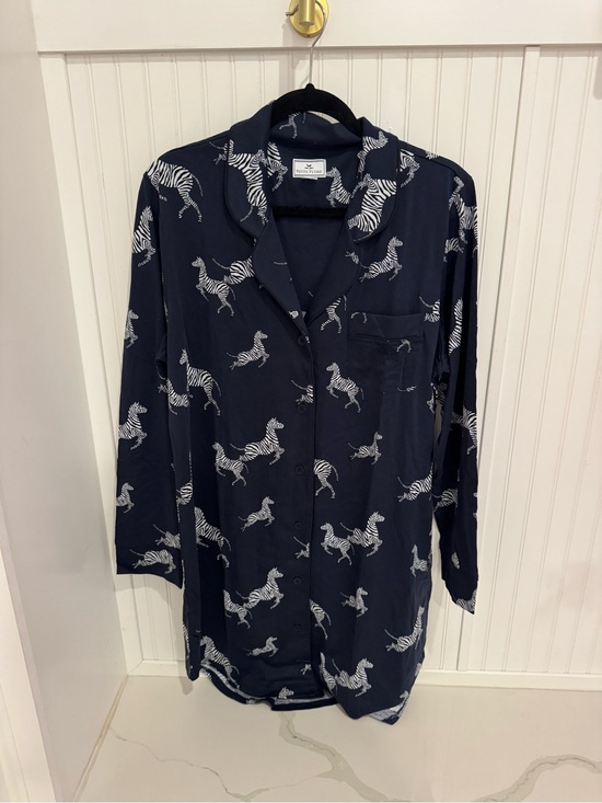 Petite Plume Other - Petite Plume - Navy Zebra-Print Long Sleeve Pajama Top